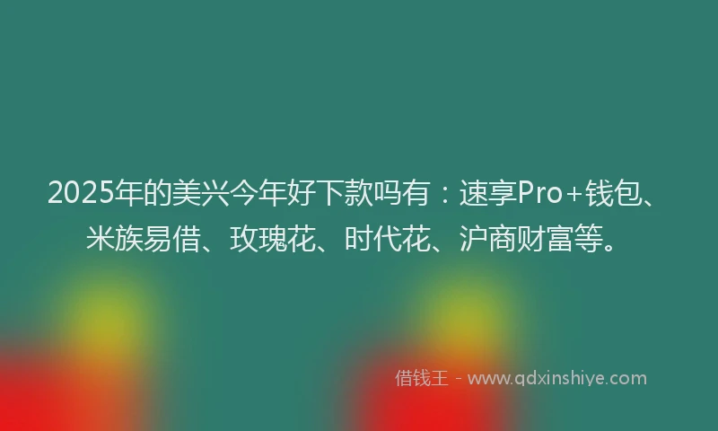 2025年的美兴今年好下款吗有：速享Pro+钱包、米族易借、玫瑰花、时代花、沪商财富等。