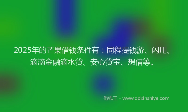 2025年的芒果借钱条件有：同程提钱游、闪用、滴滴金融滴水贷、安心贷宝、想借等。