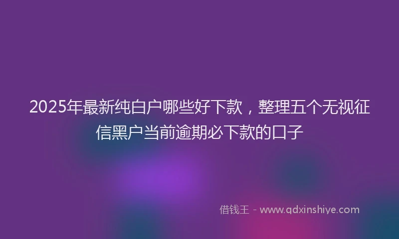 2025年最新纯白户哪些好下款，整理五个无视征信黑户当前逾期必下款的口子