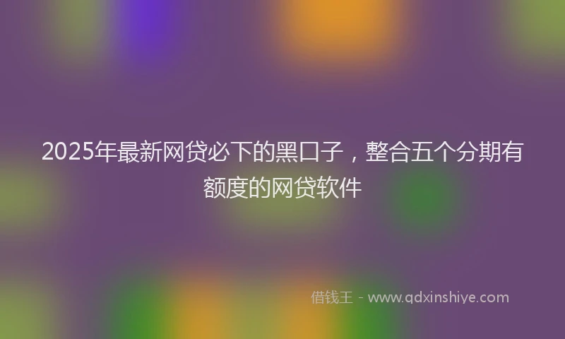 2025年最新网贷必下的黑口子，整合五个分期有额度的网贷软件