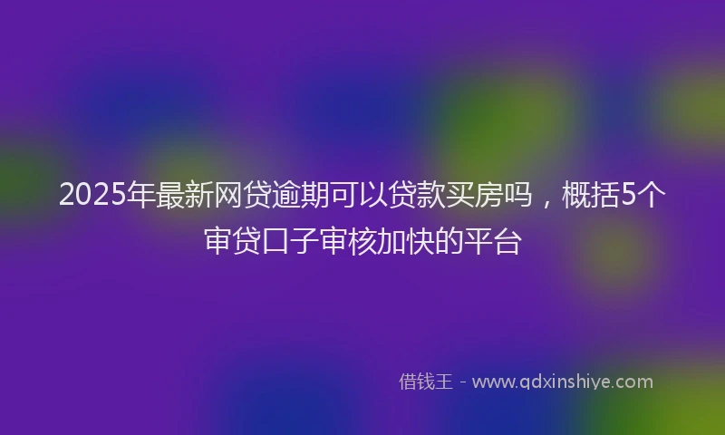 2025年最新网贷逾期可以贷款买房吗，概括5个审贷口子审核加快的平台