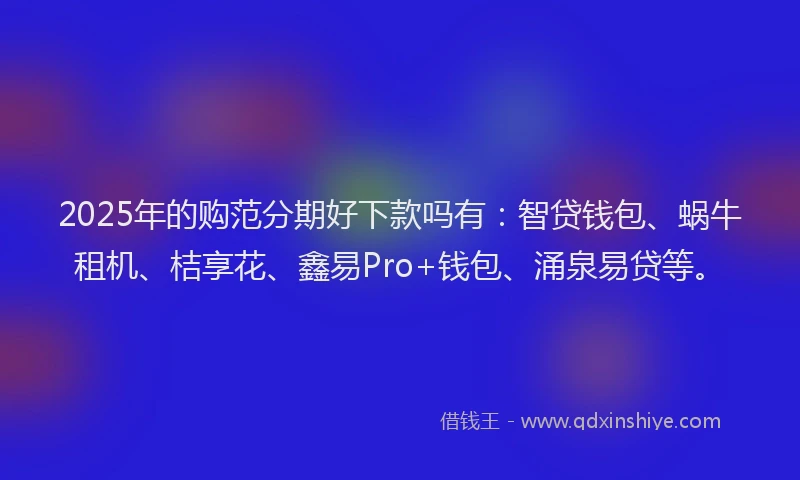2025年的购范分期好下款吗有：智贷钱包、蜗牛租机、桔享花、鑫易Pro+钱包、涌泉易贷等。