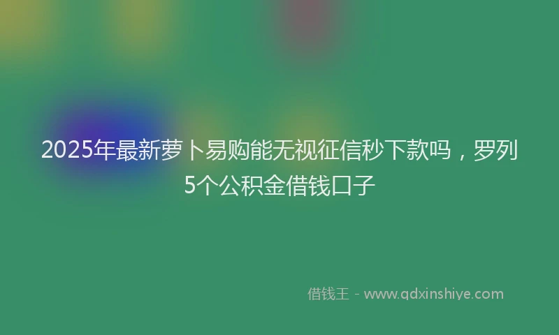 2025年最新萝卜易购能无视征信秒下款吗，罗列5个公积金借钱口子