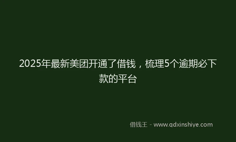 2025年最新美团开通了借钱，梳理5个逾期必下款的平台