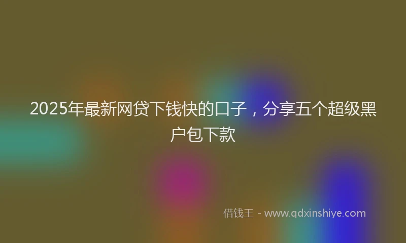 2025年最新网贷下钱快的口子，分享五个超级黑户包下款