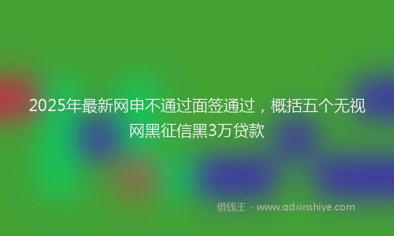 2025年最新网申不通过面签通过，概括五个无视网黑征信黑3万贷款