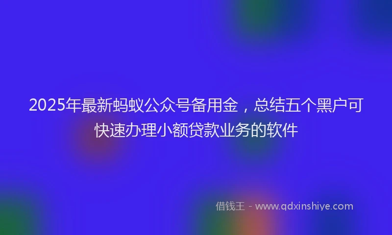 2025年最新蚂蚁公众号备用金，总结五个黑户可快速办理小额贷款业务的软件