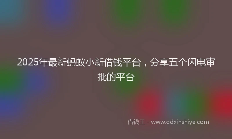 2025年最新蚂蚁小新借钱平台，分享五个闪电审批的平台