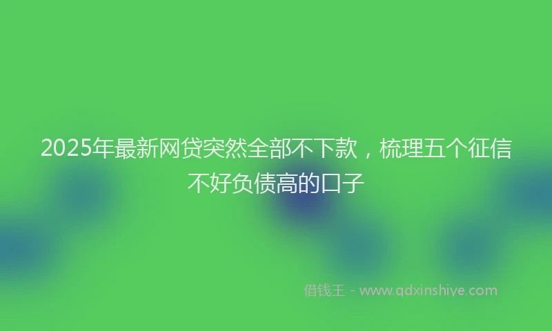 2025年最新网贷突然全部不下款，梳理五个征信不好负债高的口子