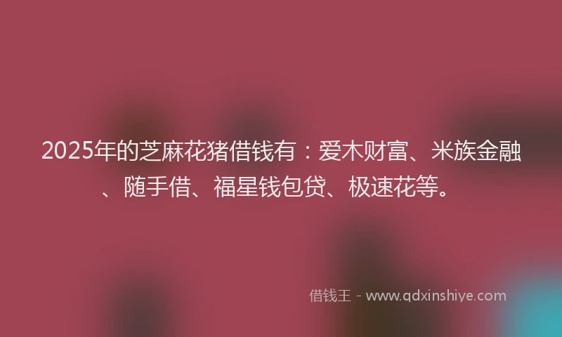 2025年的芝麻花猪借钱有:爱木财富、米族金融、随手借、福星钱包贷、极速花等。