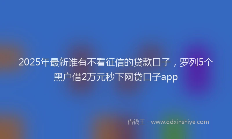 2025年最新谁有不看征信的贷款口子，罗列5个黑户借2万元秒下网贷口子app