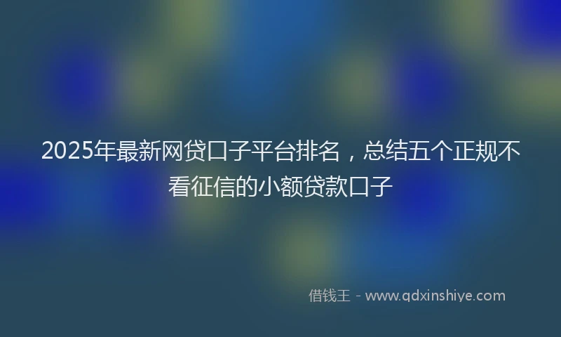 2025年最新网贷口子平台排名，总结五个正规不看征信的小额贷款口子