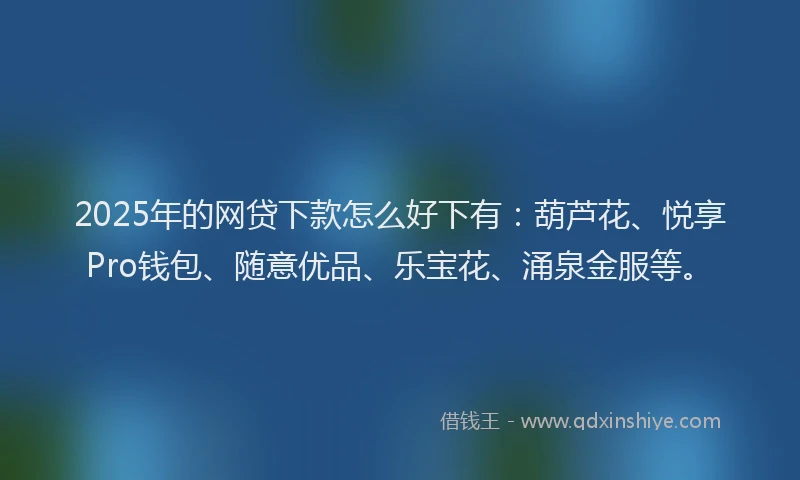 2025年的网贷下款怎么好下有：葫芦花、悦享Pro钱包、随意优品、乐宝花、涌泉金服等。