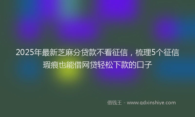 2025年最新芝麻分贷款不看征信，梳理5个征信瑕疵也能借网贷轻松下款的口子