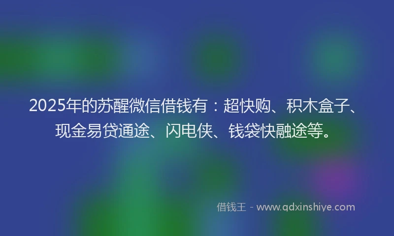 2025年的苏醒微信借钱有：超快购、积木盒子、现金易贷通途、闪电侠、钱袋快融途等。