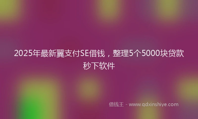 2025年最新翼支付SE借钱，整理5个5000块贷款秒下软件
