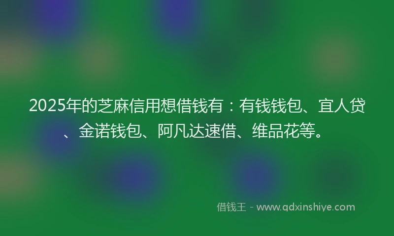 2025年的芝麻信用想借钱有：有钱钱包、宜人贷、金诺钱包、阿凡达速借、维品花等。