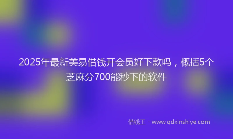 2025年最新美易借钱开会员好下款吗，概括5个芝麻分700能秒下的软件