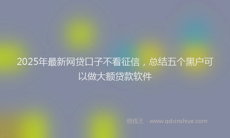 2025年最新网贷口子不看征信，总结五个黑户可以做大额贷款软件