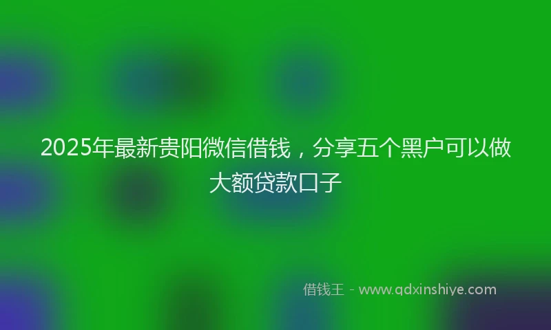2025年最新贵阳微信借钱，分享五个黑户可以做大额贷款口子