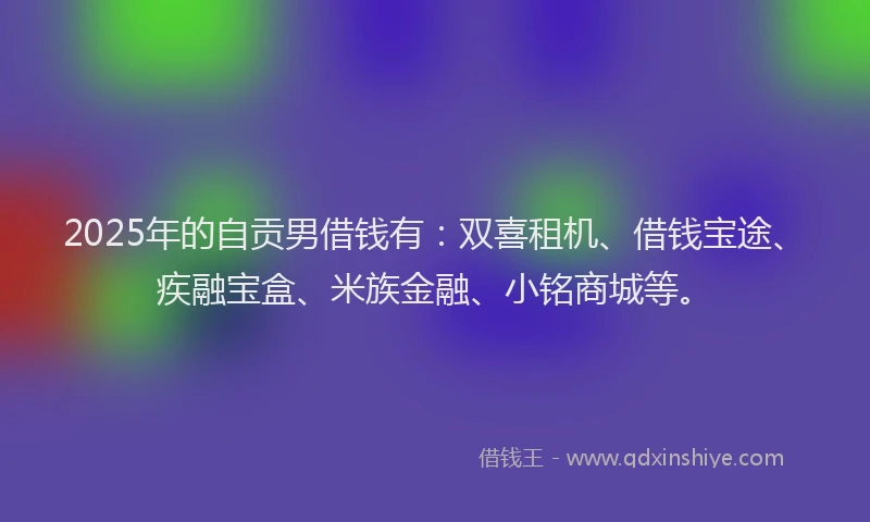 2025年的自贡男借钱有：双喜租机、借钱宝途、疾融宝盒、米族金融、小铭商城等。