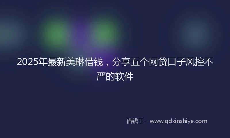 2025年最新美琳借钱，分享五个网贷口子风控不严的软件
