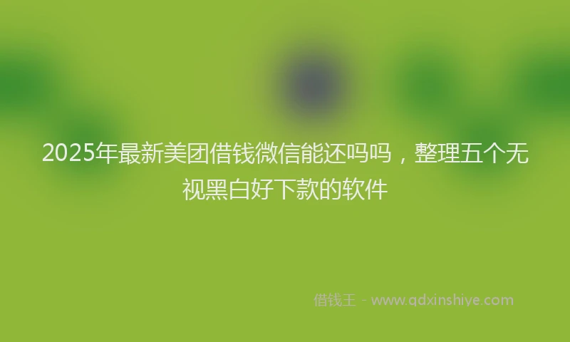 2025年最新美团借钱微信能还吗吗，整理五个无视黑白好下款的软件