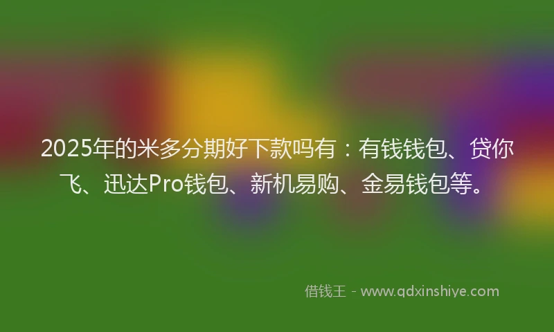 2025年的米多分期好下款吗有：有钱钱包、贷你飞、迅达Pro钱包、新机易购、金易钱包等。