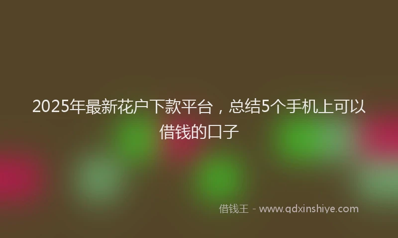 2025年最新花户下款平台，总结5个手机上可以借钱的口子