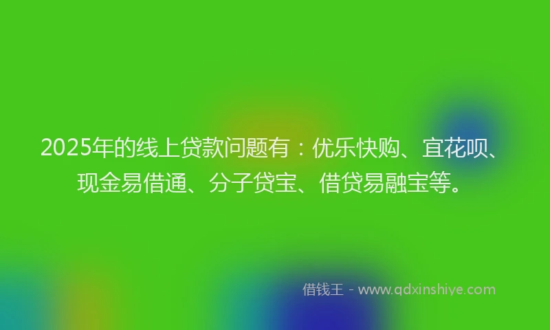 2025年的线上贷款问题有：优乐快购、宜花呗、现金易借通、分子贷宝、借贷易融宝等。