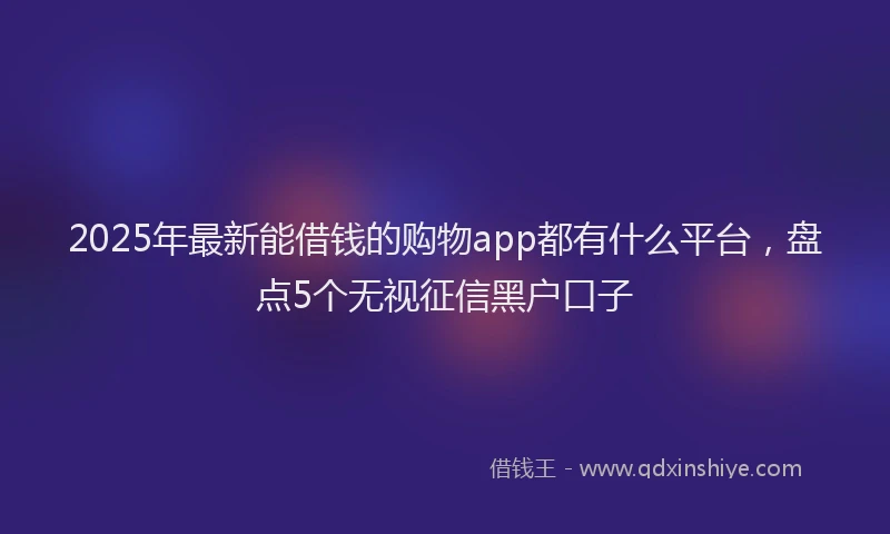 2025年最新能借钱的购物app都有什么平台，盘点5个无视征信黑户口子