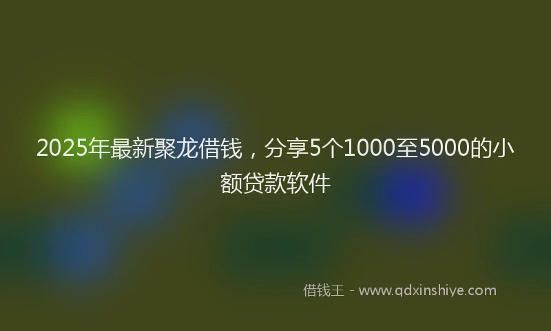 2025年最新聚龙借钱，分享5个1000至5000的小额贷款软件