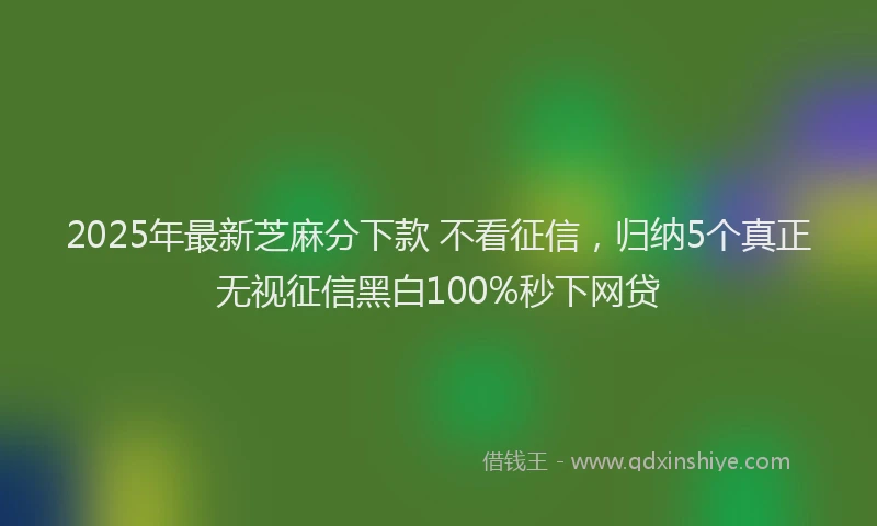 2025年最新芝麻分下款 不看征信，归纳5个真正无视征信黑白100%秒下网贷