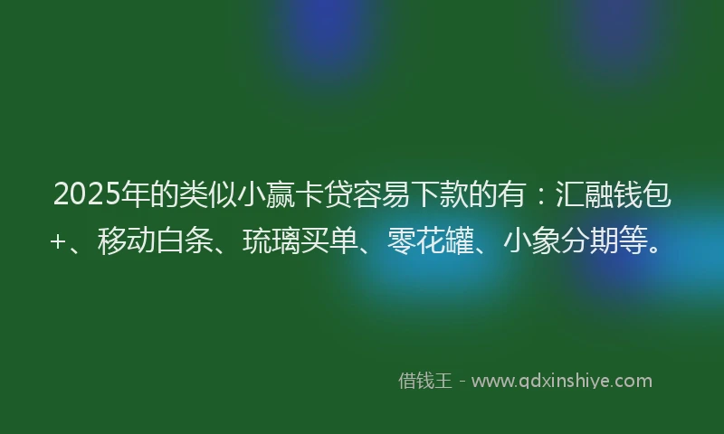 2025年的类似小赢卡贷容易下款的有：汇融钱包+、移动白条、琉璃买单、零花罐、小象分期等。