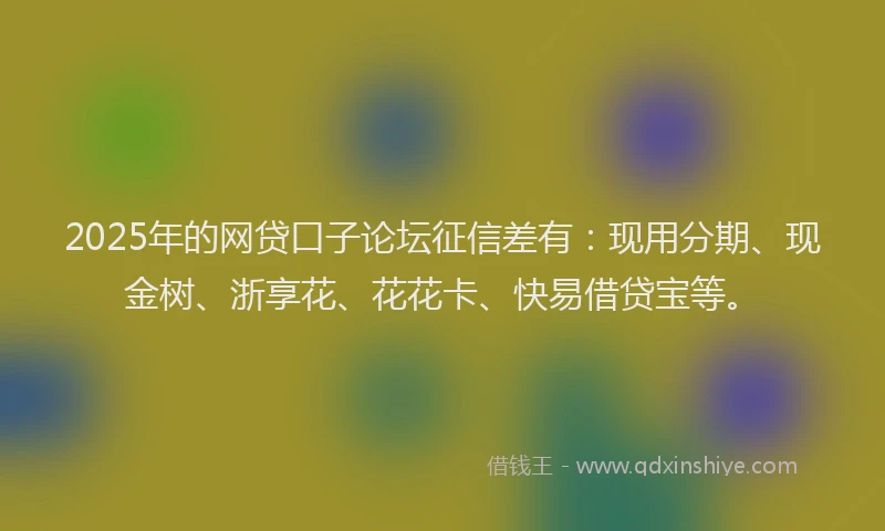 2025年的网贷口子论坛征信差有：现用分期、现金树、浙享花、花花卡、快易借贷宝等。