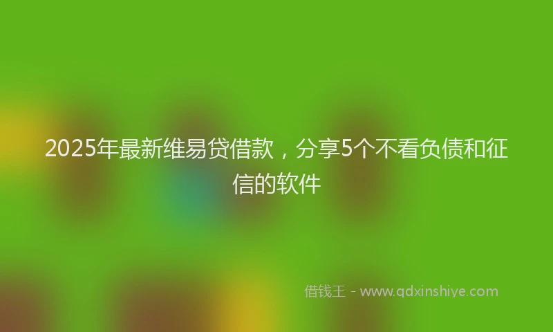 2025年最新维易贷借款，分享5个不看负债和征信的软件