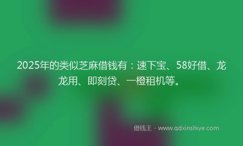 2025年的类似芝麻借钱有：速下宝、58好借、龙龙用、即刻贷、一橙租机等。