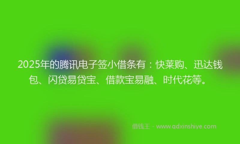 2025年的腾讯电子签小借条有：快莱购、迅达钱包、闪贷易贷宝、借款宝易融、时代花等。