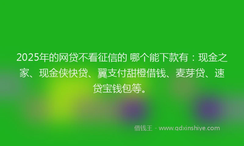 2025年的网贷不看征信的 哪个能下款有：现金之家、现金侠快贷、翼支付甜橙借钱、麦芽贷、速贷宝钱包等。