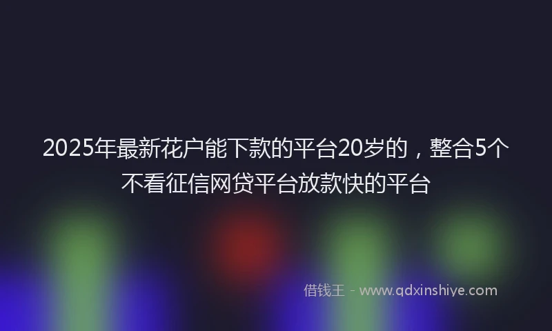 2025年最新花户能下款的平台20岁的，整合5个不看征信网贷平台放款快的平台