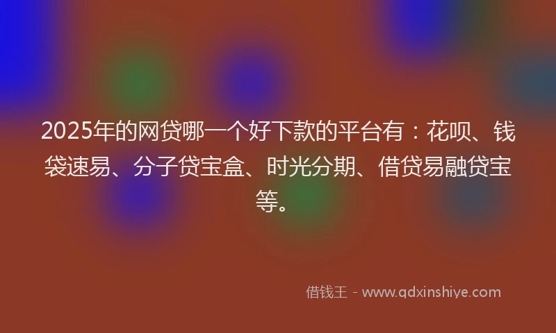 2025年的网贷哪一个好下款的平台有：花呗、钱袋速易、分子贷宝盒、时光分期、借贷易融贷宝等。
