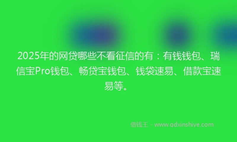 2025年的网贷哪些不看征信的有：有钱钱包、瑞信宝Pro钱包、畅贷宝钱包、钱袋速易、借款宝速易等。