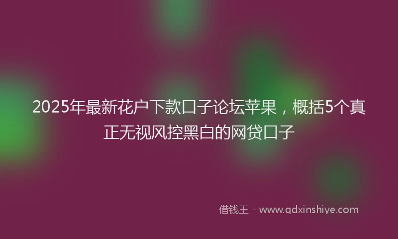 2025年最新花户下款口子论坛苹果，概括5个真正无视风控黑白的网贷口子