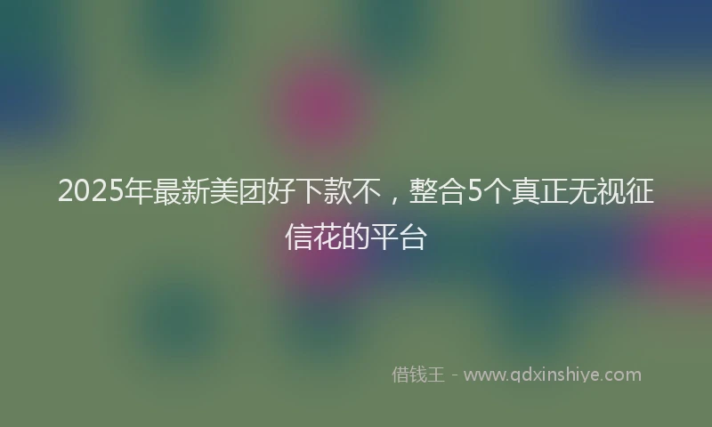 2025年最新美团好下款不，整合5个真正无视征信花的平台