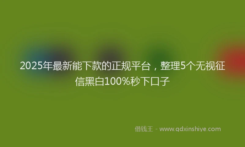 2025年最新能下款的正规平台，整理5个无视征信黑白100%秒下口子