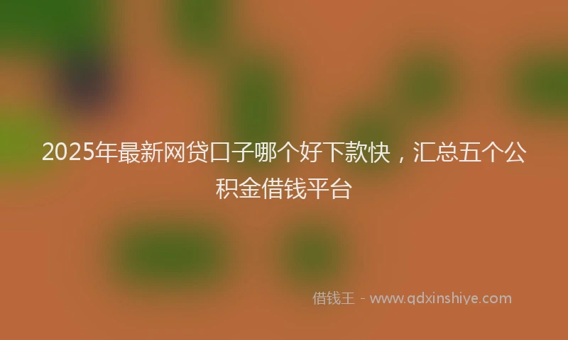 2025年最新网贷口子哪个好下款快，汇总五个公积金借钱平台