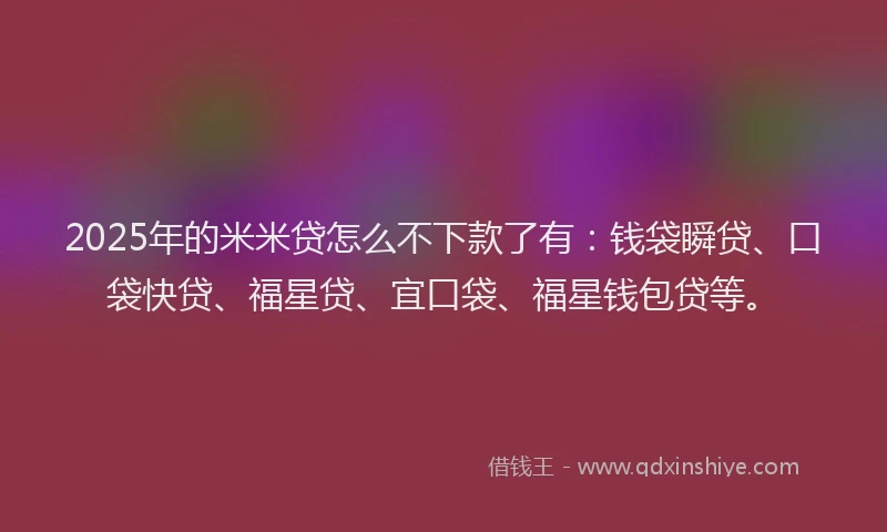 2025年的米米贷怎么不下款了有：钱袋瞬贷、口袋快贷、福星贷、宜口袋、福星钱包贷等。