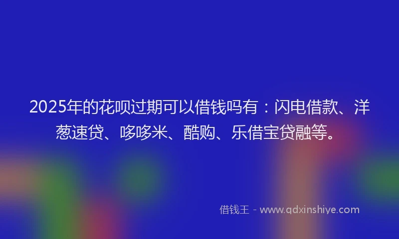 2025年的花呗过期可以借钱吗有：闪电借款、洋葱速贷、哆哆米、酷购、乐借宝贷融等。