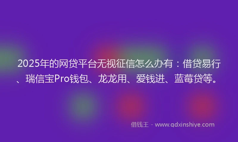 2025年的网贷平台无视征信怎么办有：借贷易行、瑞信宝Pro钱包、龙龙用、爱钱进、蓝莓贷等。