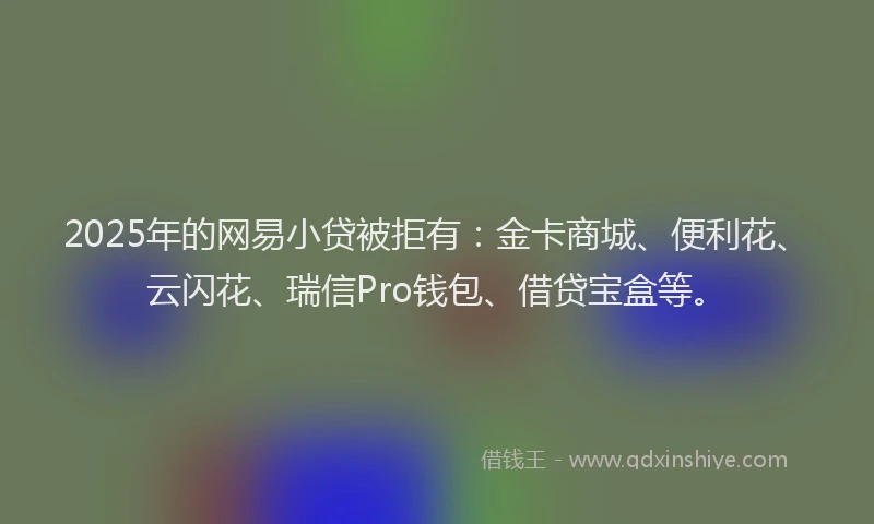 2025年的网易小贷被拒有：金卡商城、便利花、云闪花、瑞信Pro钱包、借贷宝盒等。